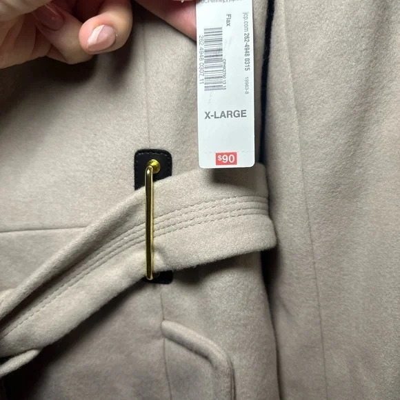 NWOT WORTHINGTON LINED WOOL BLEND FAUX FUR REMOVABLE COLLAR COAT WITH BELT - Picture 12 of 14